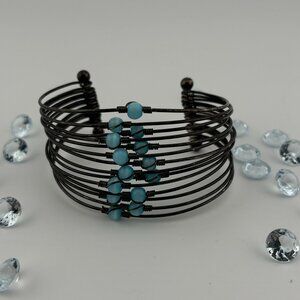 Wired Blue Bead Bracelet